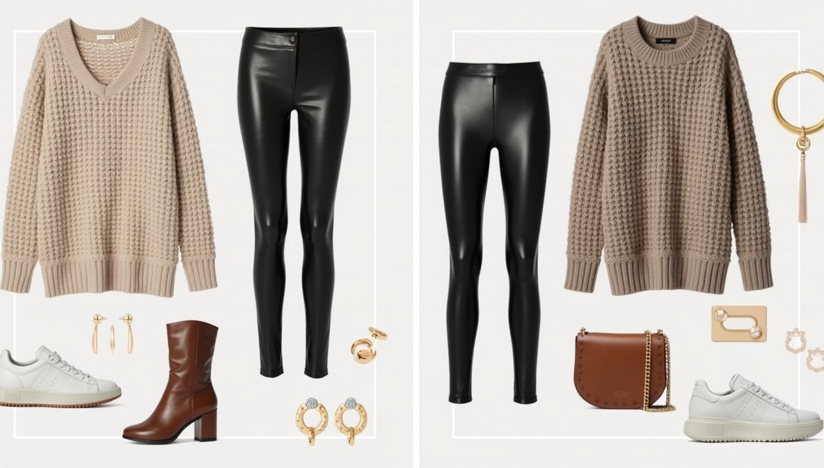 The Oversized Sweater and Leather Leggings Duo