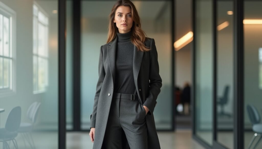 stylish professional attire winter The Wool Tailored Suit with Turtleneck
