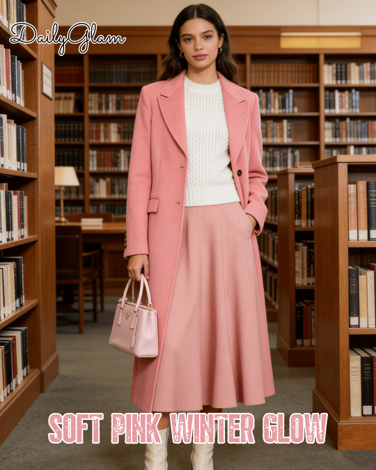 how to style a soft pink sweater for winter