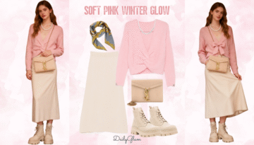 soft pink winter outfit