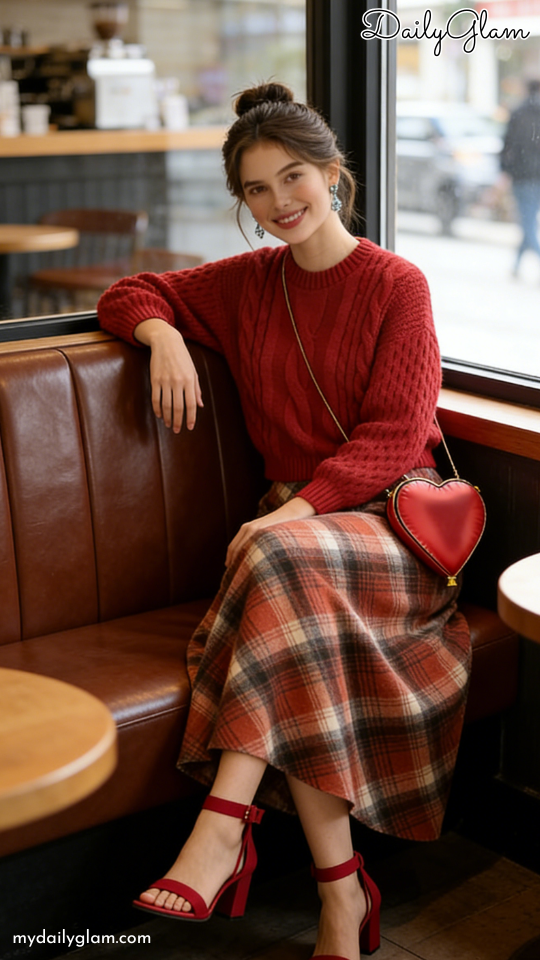 red brown winter outfit women