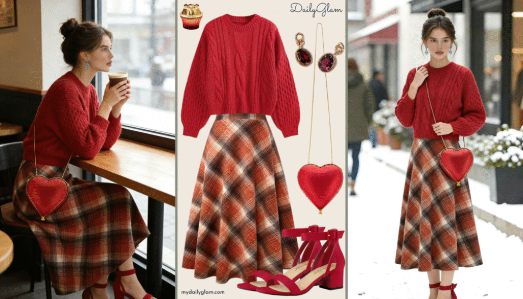 red brown winter outfit
