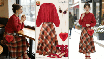 red brown winter outfit