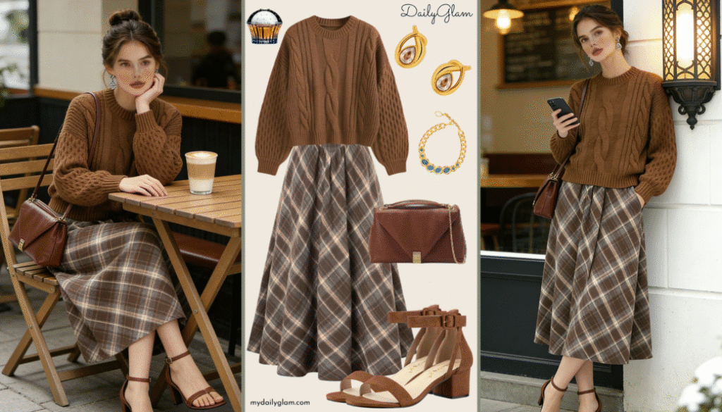 brown winter outfit women