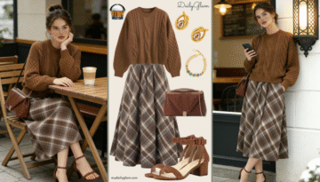 brown winter outfit women