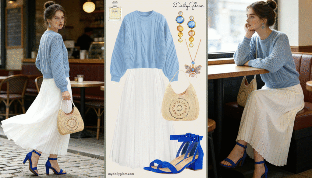 light blue winter outfit women