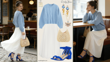 light blue winter outfit women