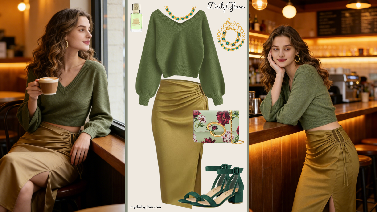 olive green outfit winter