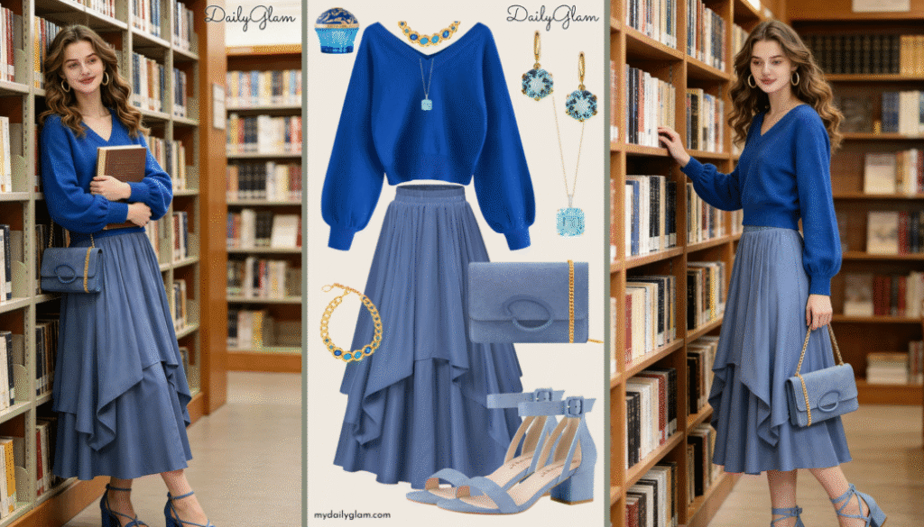 Fall Winter Blue Ombre Chic Outfit