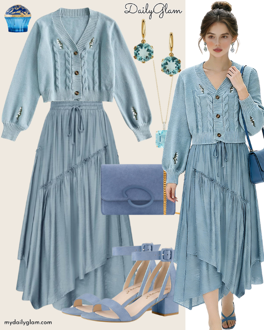 soft blue winter outfit