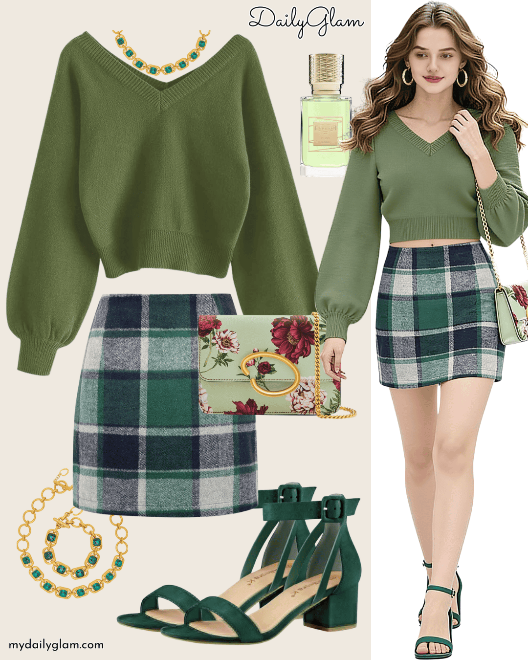 Cropped V-neck Sweater Fall Outfit