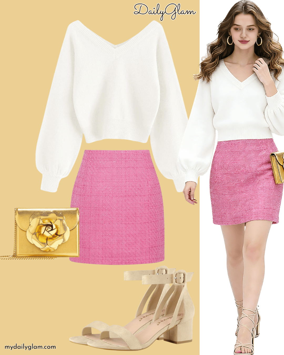 Cozy White Pink Outfit for Women