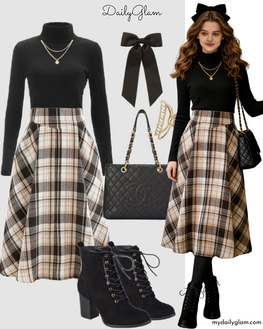 Black ribbed turtleneck outfit