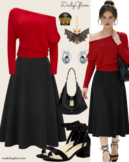 off-shoulder sweater winter look