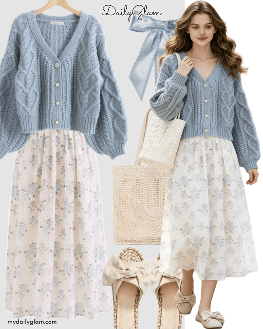 Light blue chunky knit cardigan