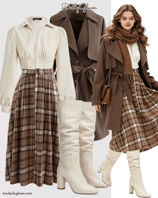 Camel trench coat outfit