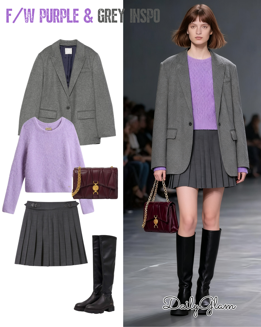 Fall Winter Purple Grey Blazer Outfit