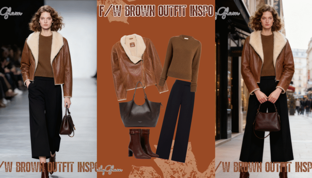 Fall Winter Brown Shearling Leather Jacket Outfit