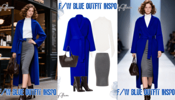 Fall Winter Royal Blue Wrap Coat Outfit: Bold Blue + Soft Neutral Layers