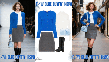 Fall Winter Blue Cable-Knit Cardigan Outfit