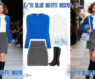 Fall Winter Blue Cable-Knit Cardigan Outfit