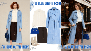 Fall Winter Light Blue Suede Trench Coat Outfit