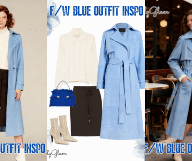 Fall Winter Light Blue Suede Trench Coat Outfit