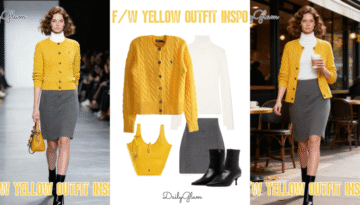 Fall Winter Yellow Cable-Knit Cardigan Outfit