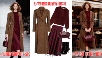 Fall Winter Burgundy Brown Paisley Coat Outfit