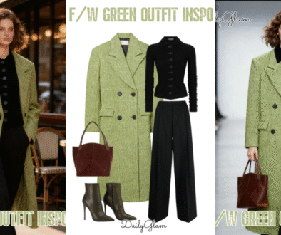 Fall Winter Light Green Wool Coat & Black Knit Outfit: Fresh Green + Sleek Neutral Sophistication