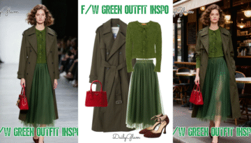 Fall Winter Green Tonal Layered Tulle Skirt Outfit