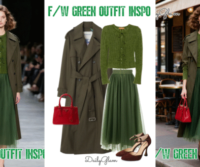 Fall Winter Green Tonal Layered Tulle Skirt Outfit