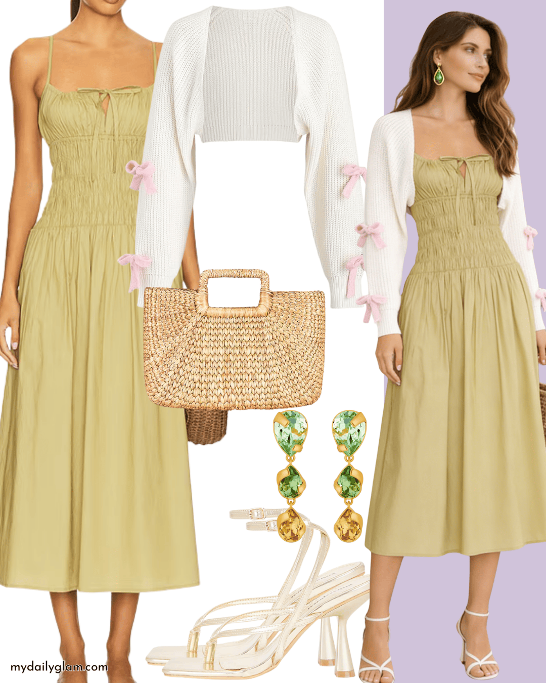 light cardigan yellow dress styling