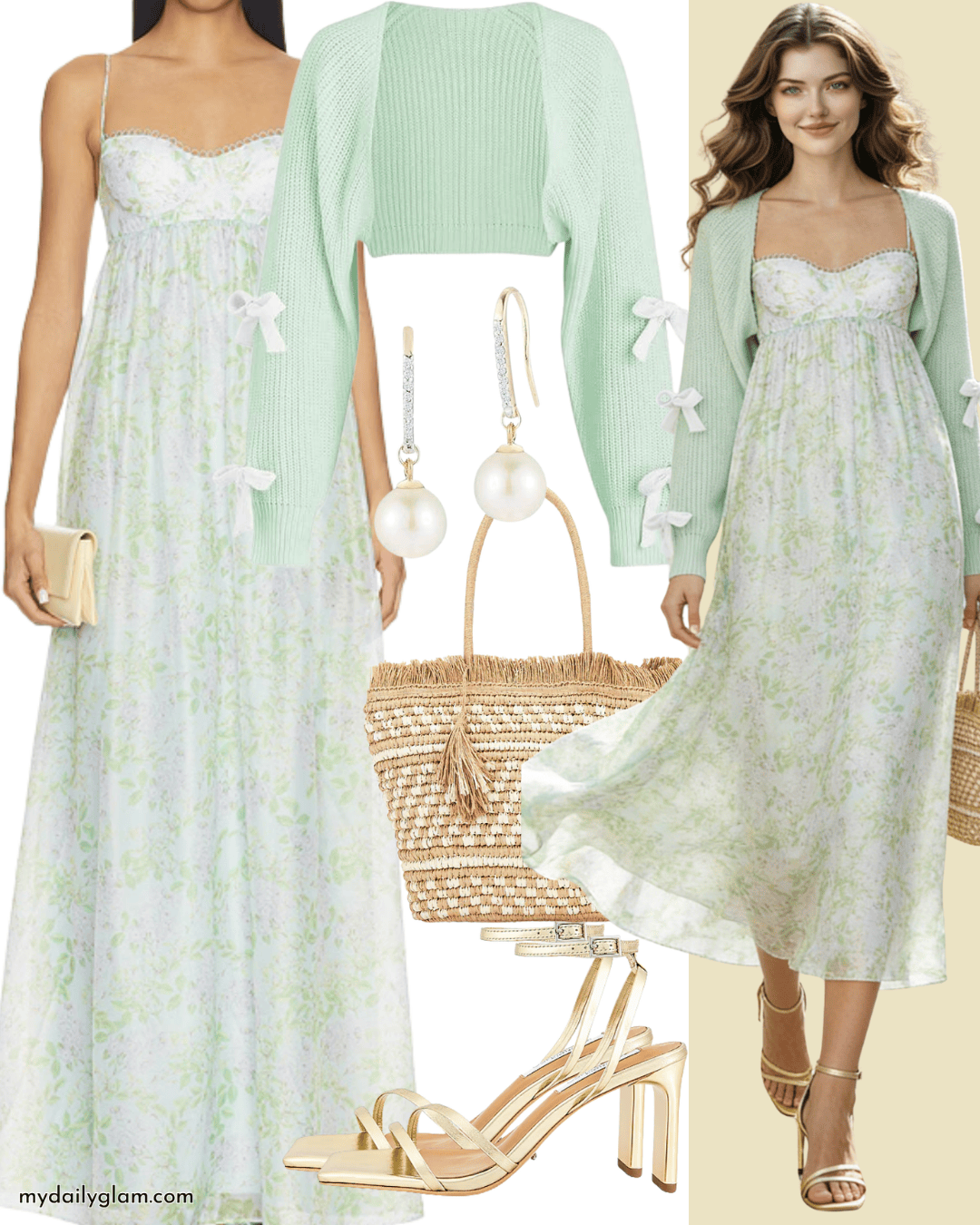 green emerald velvet dress Dusty Green Maxi Dress & Cardigan Set  MiMi-Michelle Boutique