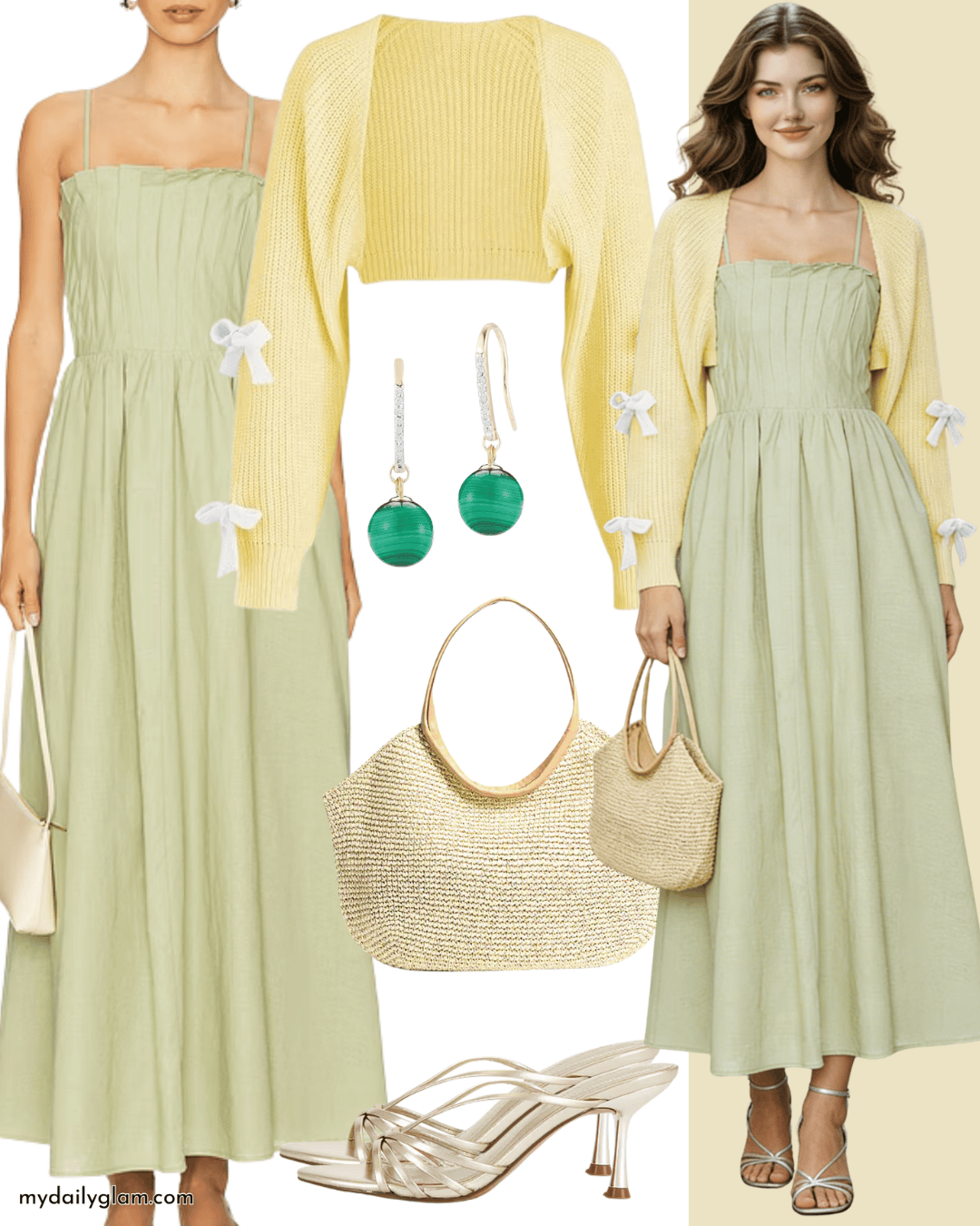 lime green and royal blue dresses Phoebe Green Color Lightweight Casual Dress – Whisper Mint main image 0