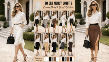 Old Money Cream Shirt & Skirt Outfits