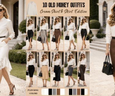 Old Money Cream Shirt & Skirt Outfits