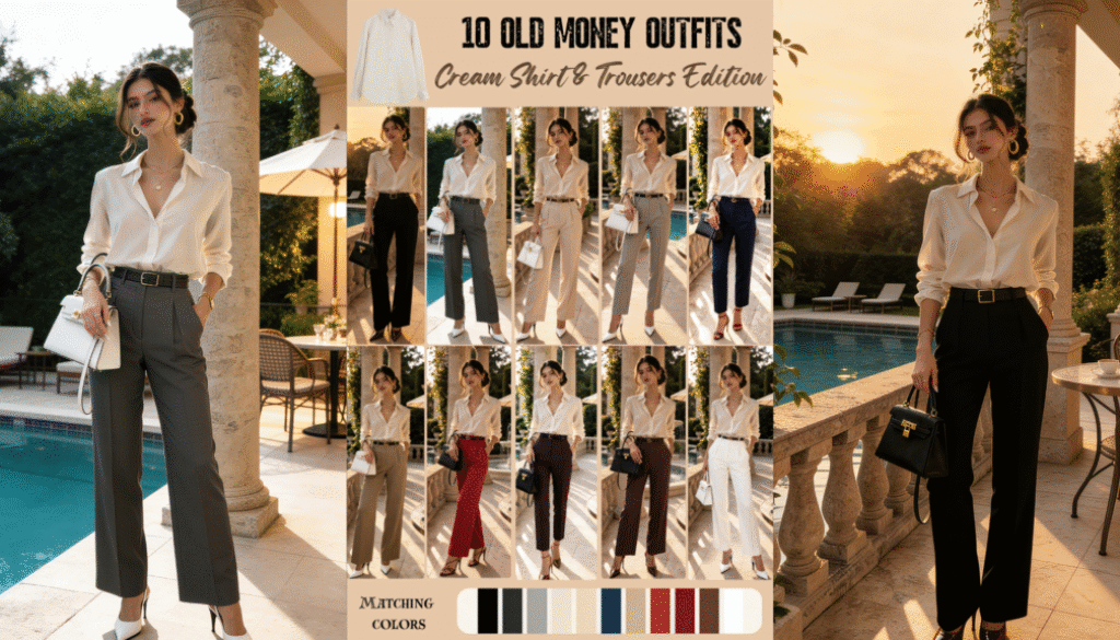 Old Money Cream Shirt & Trousers Outfits