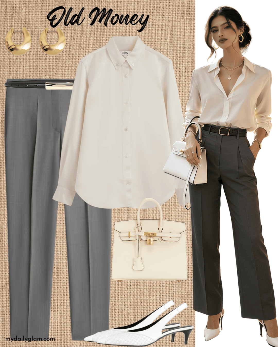 Old Money Cream Shirt & Trousers Outfits