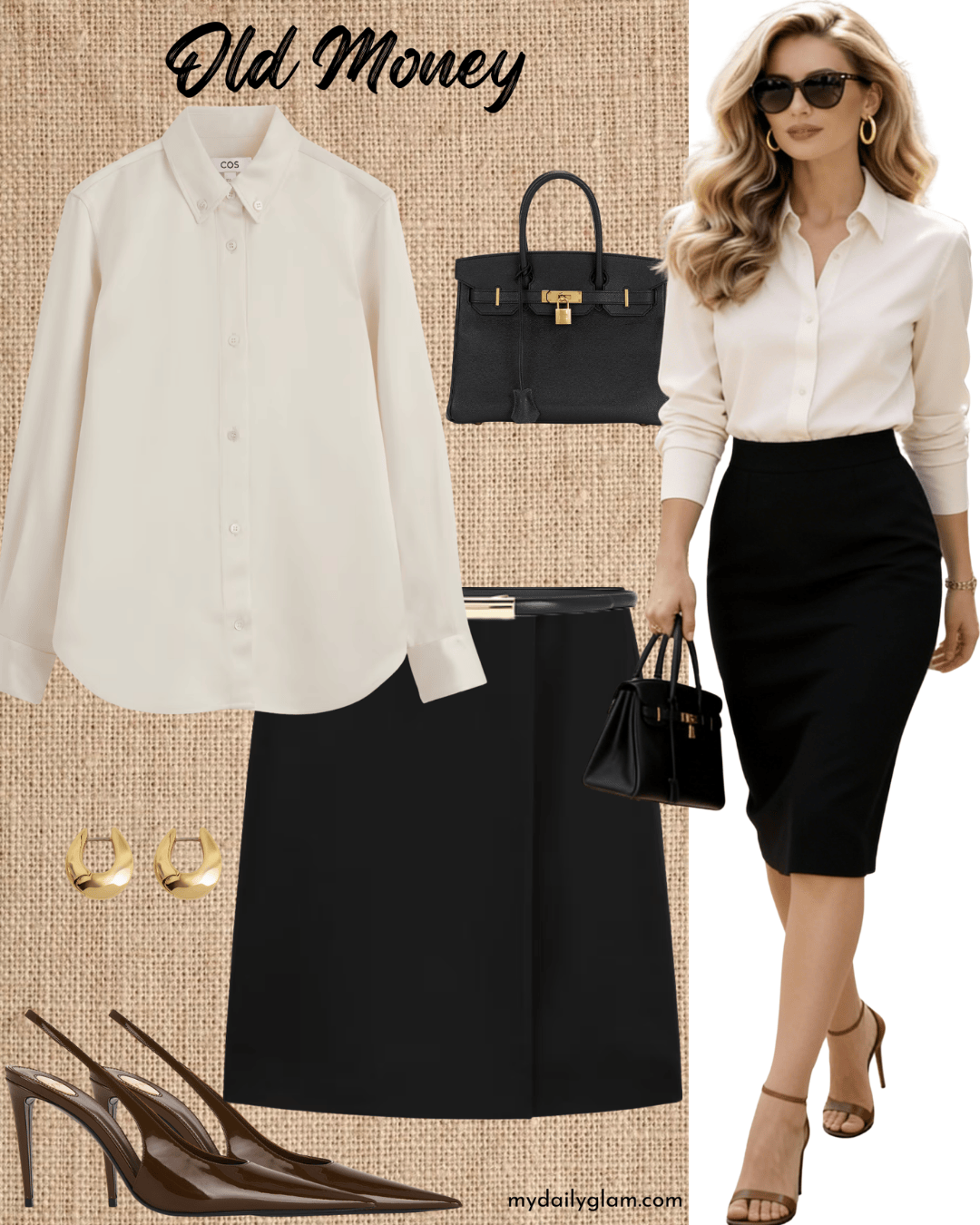 Old Money Cream Shirt & Skirt Outfits