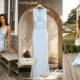 light blue wedding guest dress