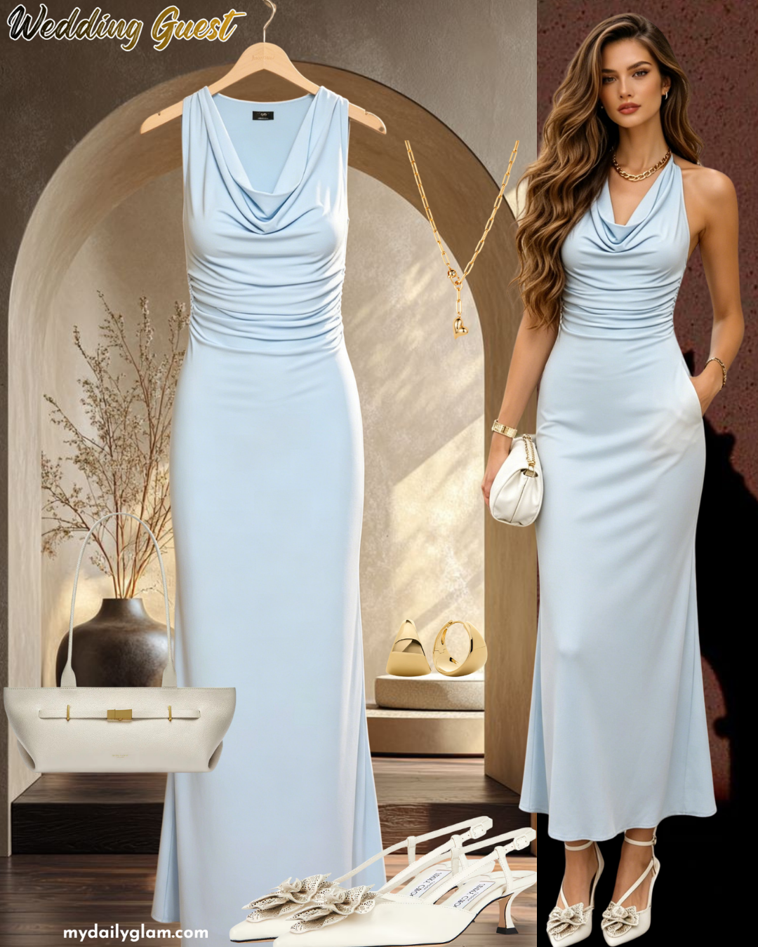 light blue wedding guest dress