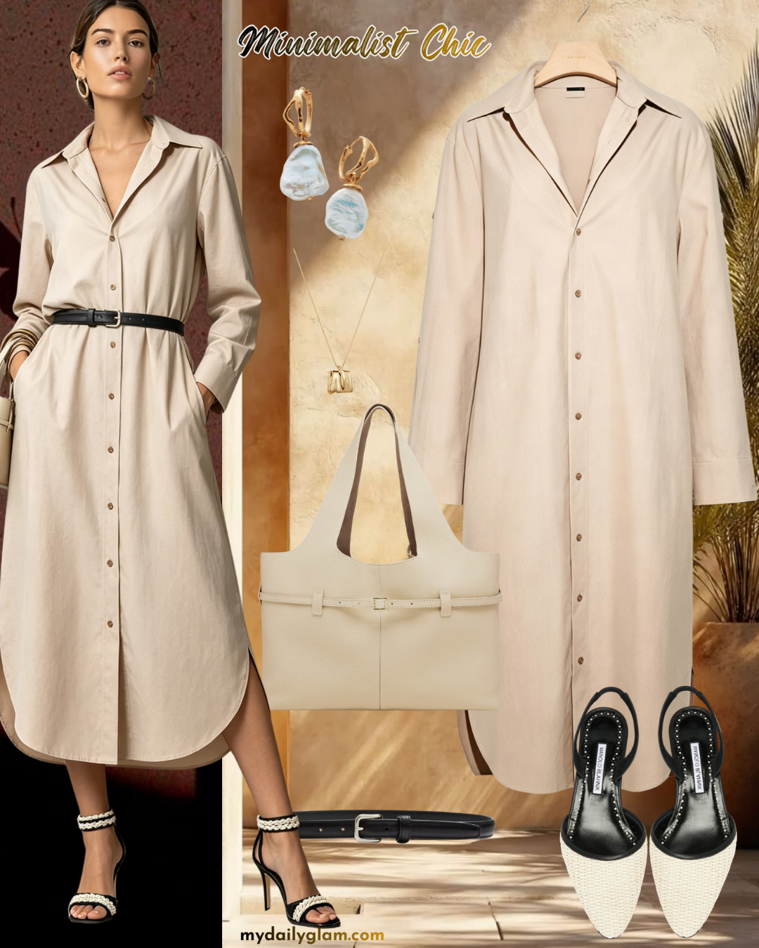 minimalist chic shirt dress