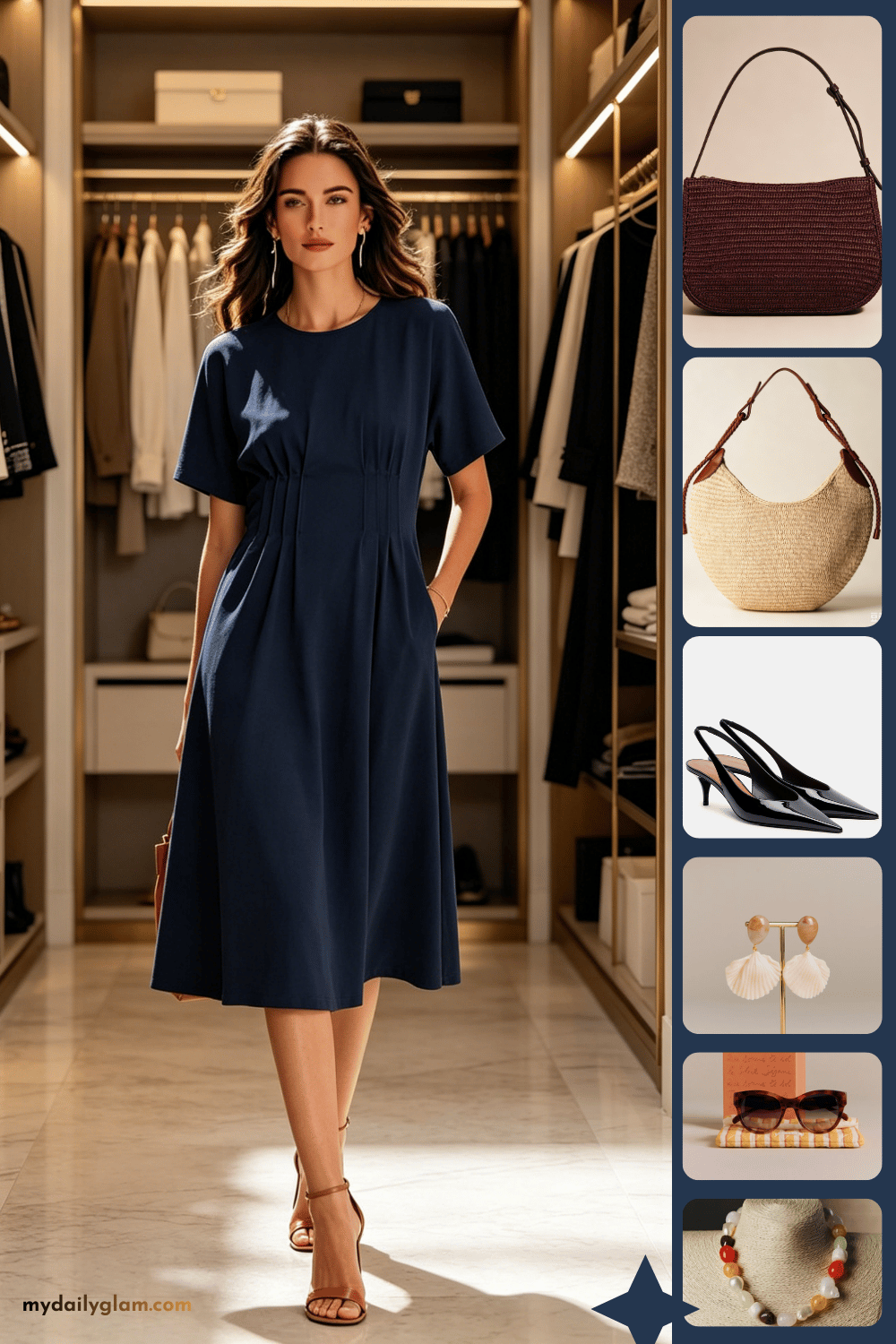 summer navy midi dress