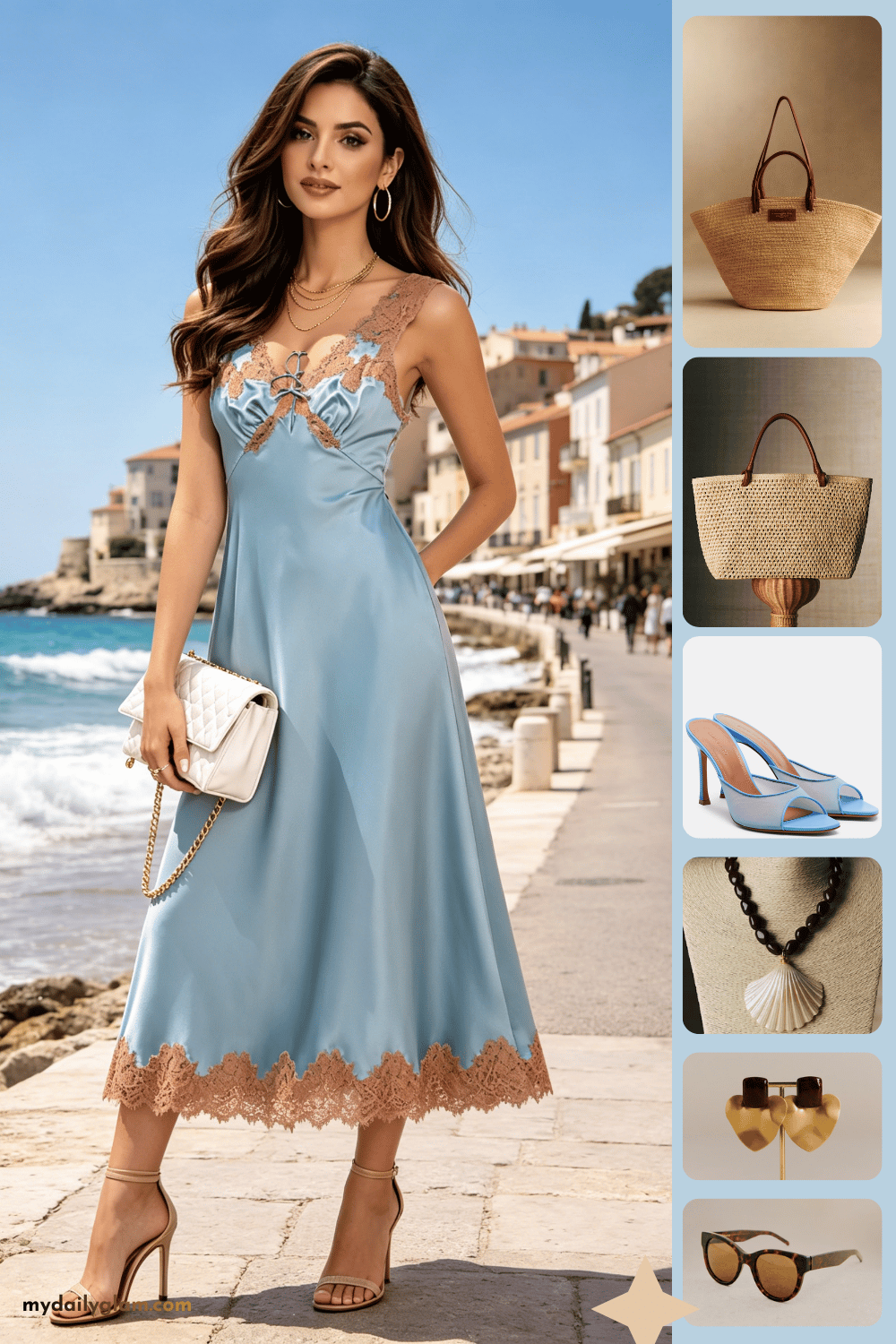feminine blue midi dress