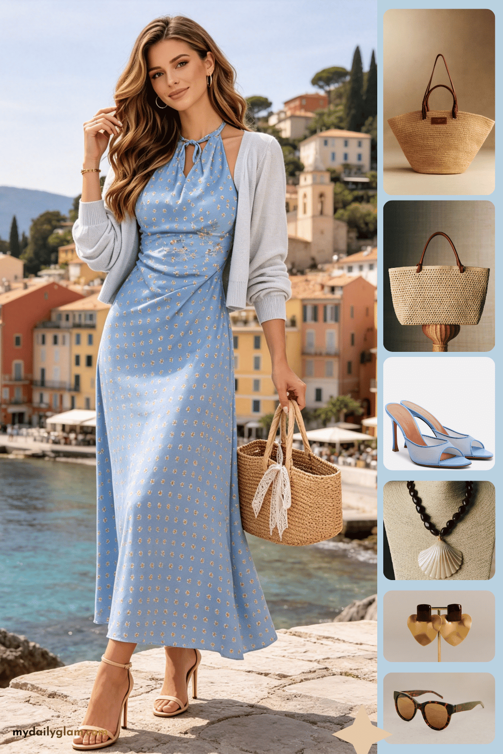 vintage-inspired blue summer dress