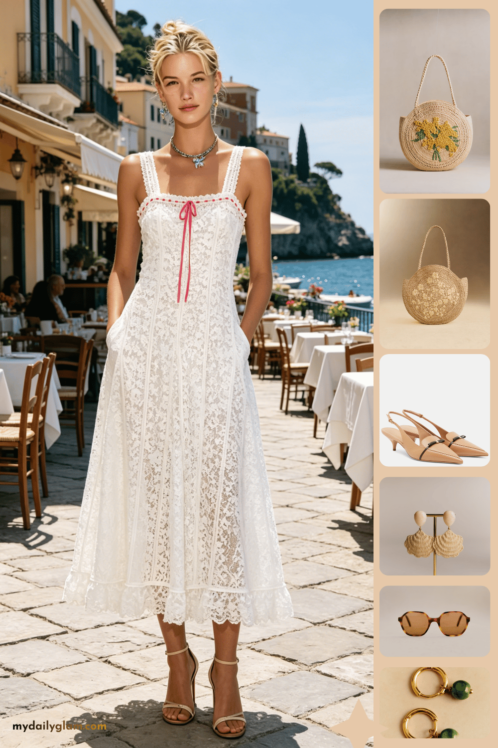 crochet white maxi dress