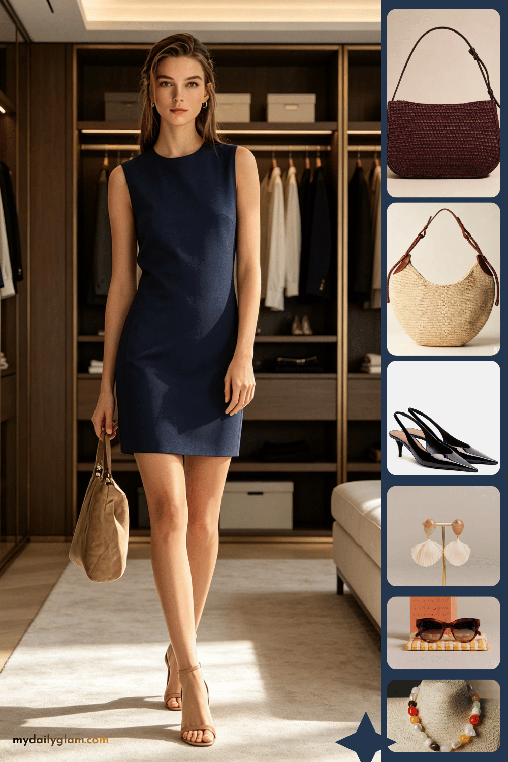 versatile navy midi dress