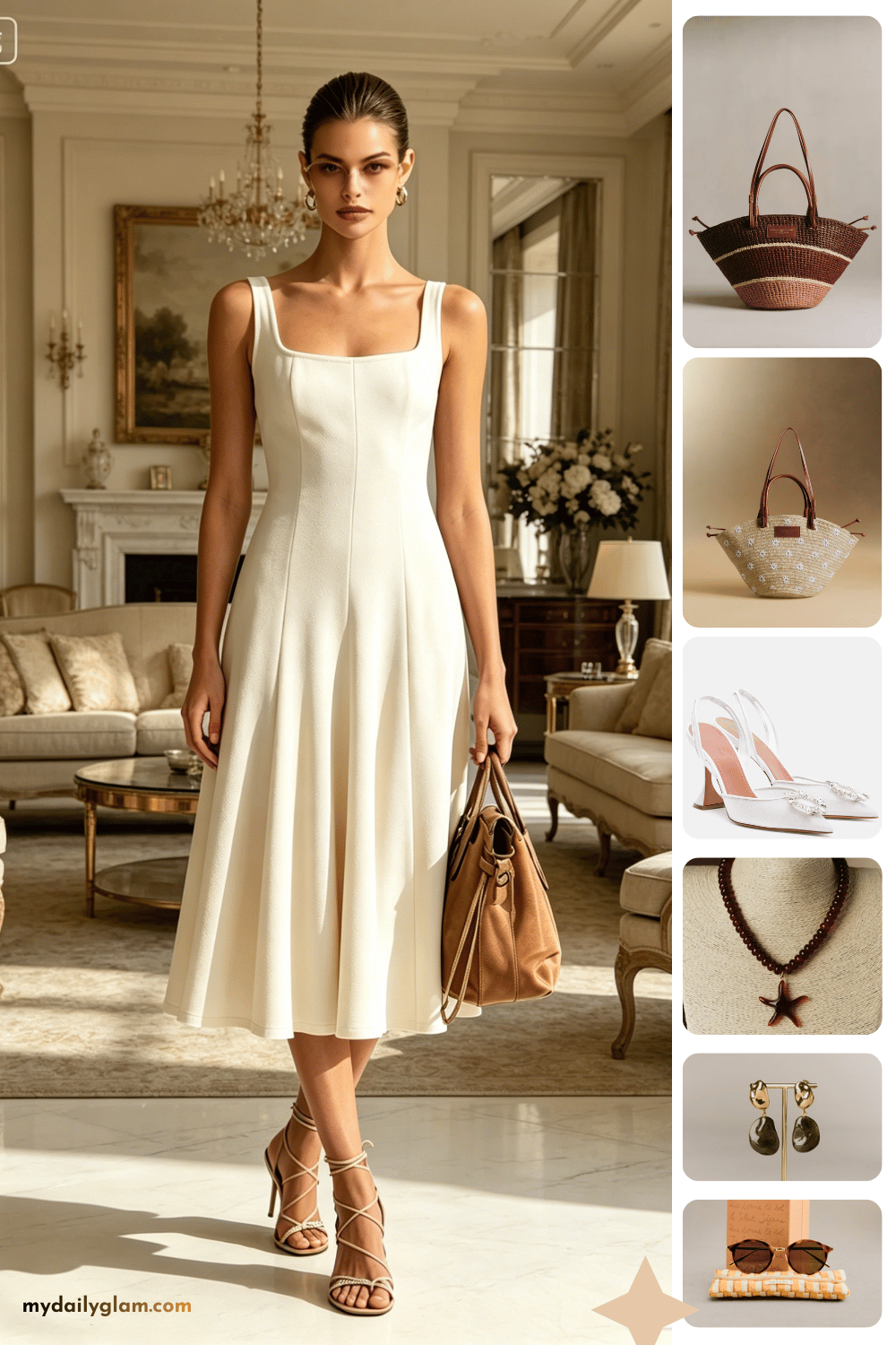 linen ivory midi dress