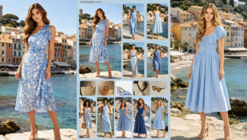 European summer blue dress